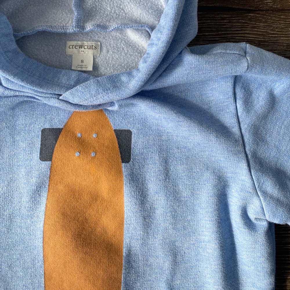 crewcuts Blue Skateboard Hoodie size 8 - Picture 2 of 4